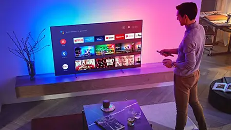 Philips television with ultra-high-definition display and sleek design