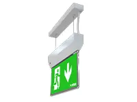 Competitively priced multi-mounted double-sided exit sign for various installation options including ceiling, wall, sidewall, hanging blade, and recessed mounting.