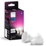 PHILIPS 929003666502, HUE White & Colour Ambiance Smart LED Spotlight - GU10, Twin Pack