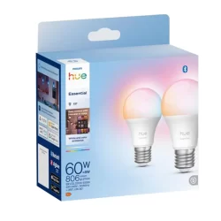 Philips Hue 929004235402 - White & Colour Ambiance Essential E27 8W LED Smart Bulb, Pack of 2