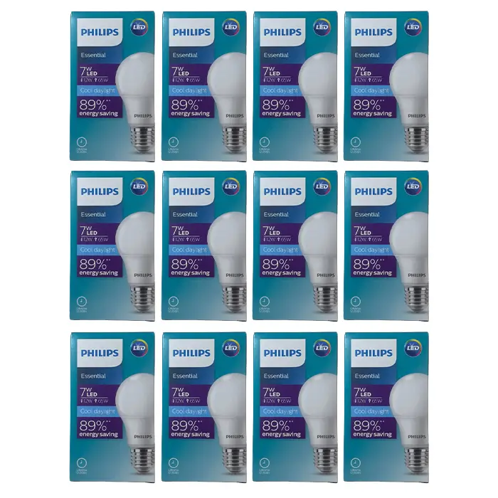Philips 929002299107 - Essential LED Bulb 7W E27 6500K, Cool Day Light - 12 PCS Pack