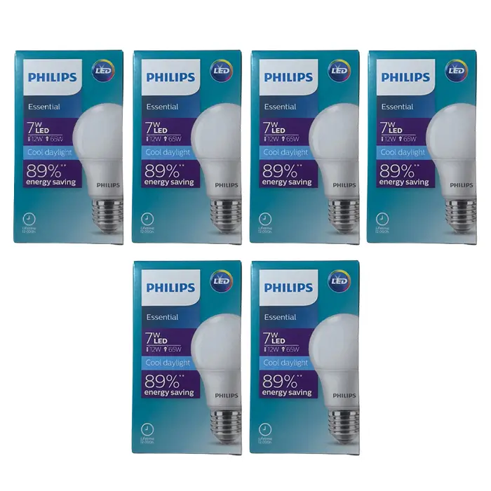 Philips 929002299107 - Essential LED Bulb 7W E27 6500K, Cool Day Light - 6 PCS Pack