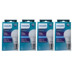 Philips 929003793585 - Essential LED Bulb 9W E27 6500K, Cool Day Light, 4 PCS Pack
