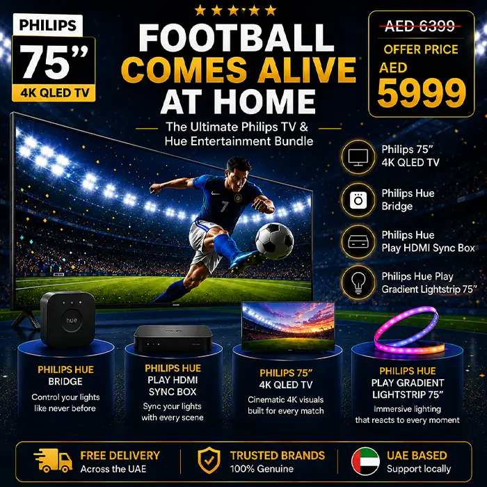 Philips Home Cinema Bundle – 75PQT8530-56 75 4K QLED Smart TV, Lighting-Product-Banner-1